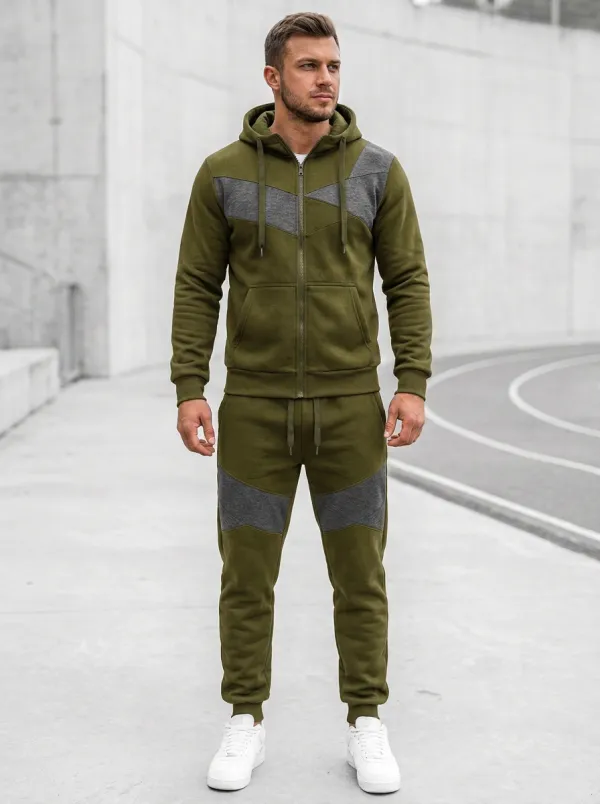 Men's Sporty Colorblock Chevron Print Jogger Set