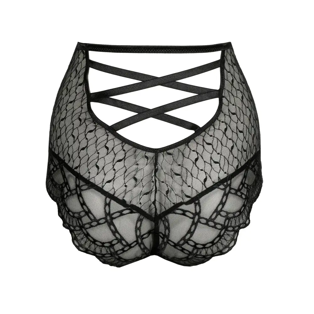 Women's Seamless Elastic Waistband Cotton Gusset Lace Embroidery Cotton High Waist Panty