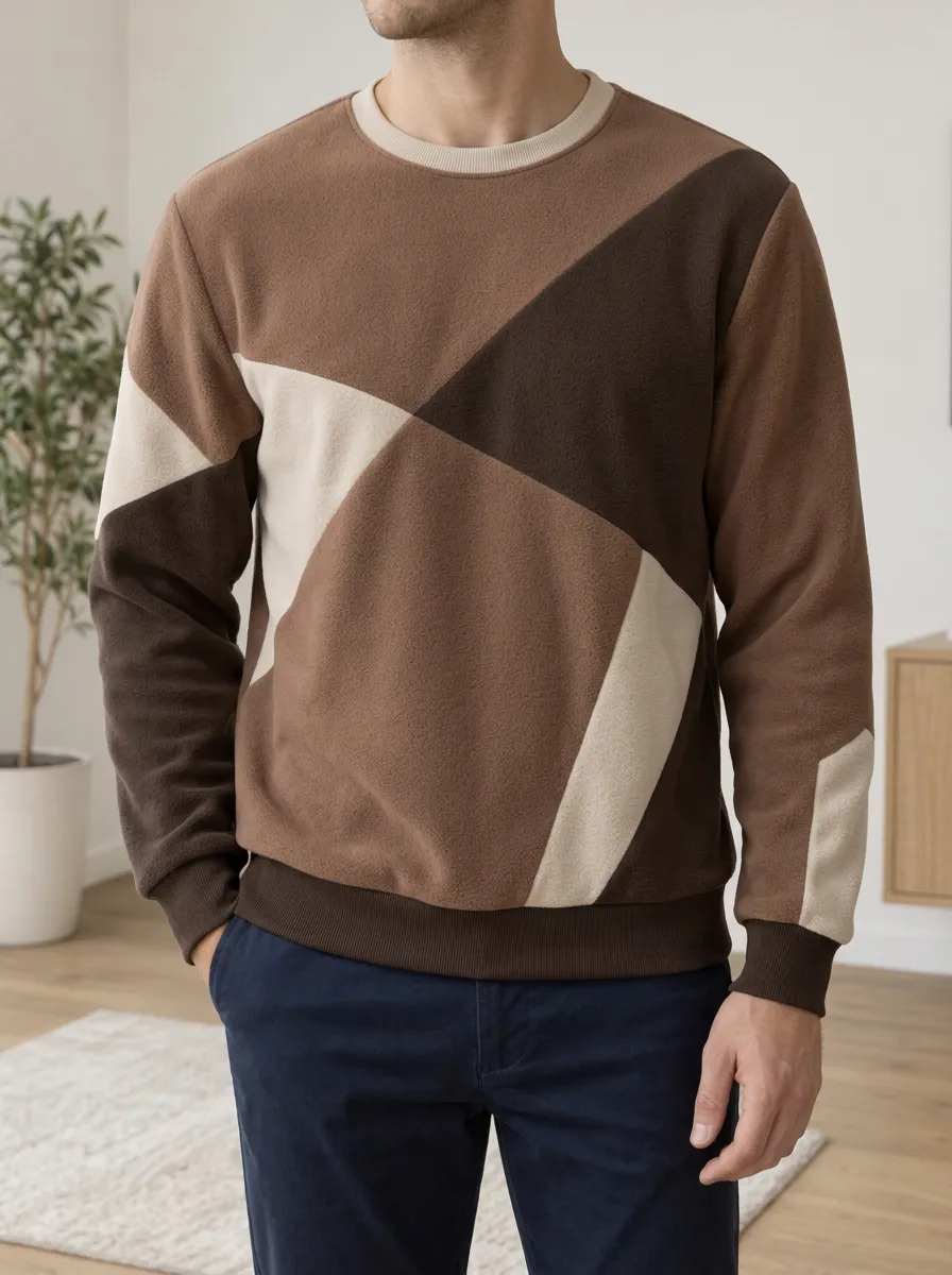Men's Color-Block Geometric Crewneck Sweatshirt