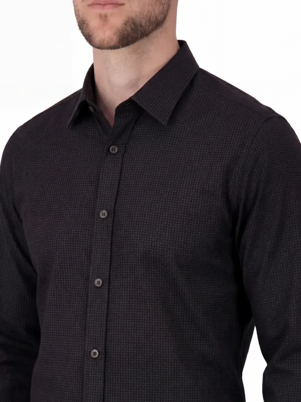 Box-Print Four-Way-Stretch Men's Sport Shirt
