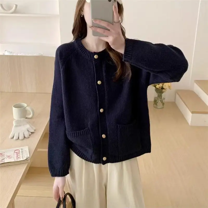 Comfort Loose Round Neck Cardigan Sweater