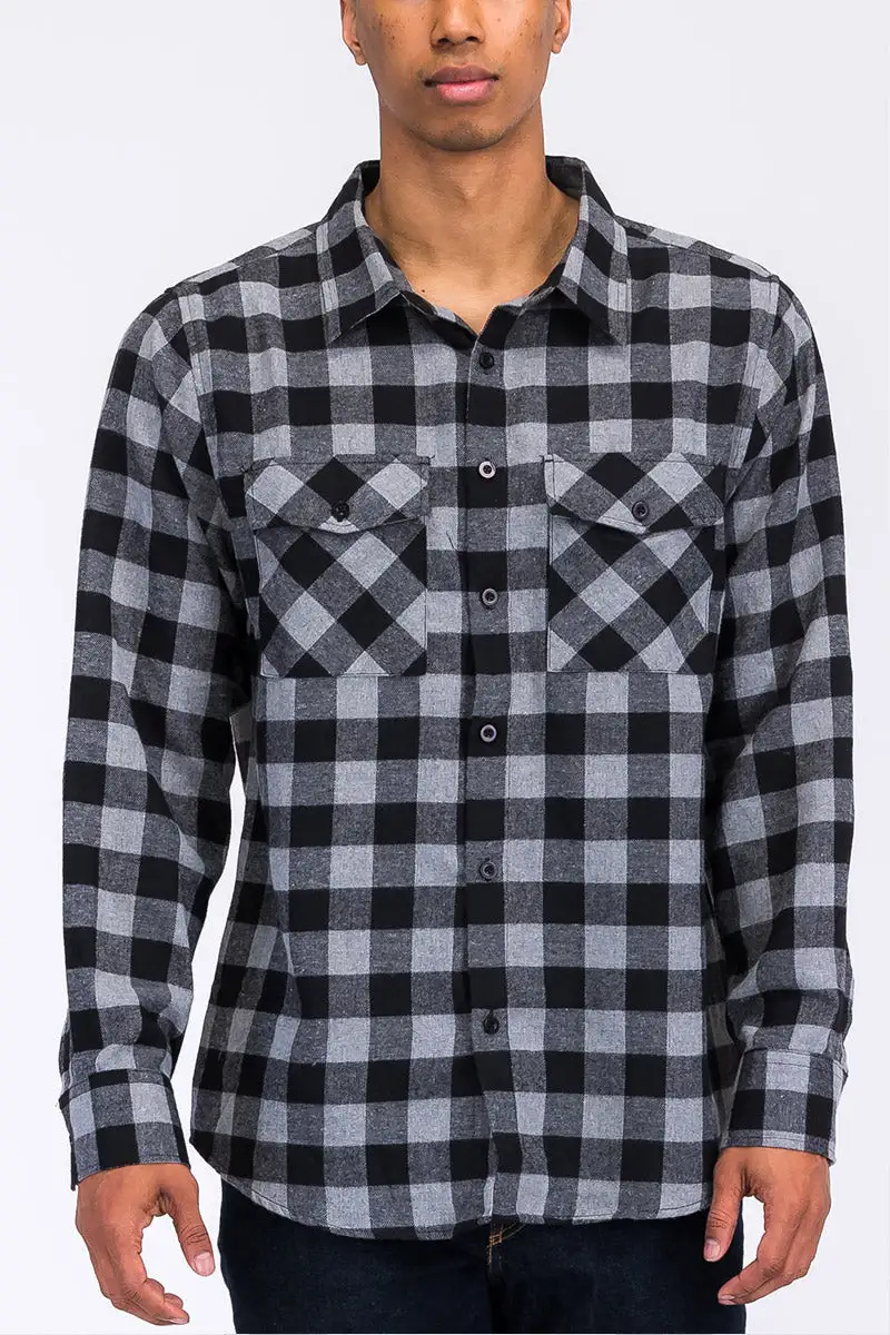 Black Khaki Brushed Flannel Shirt