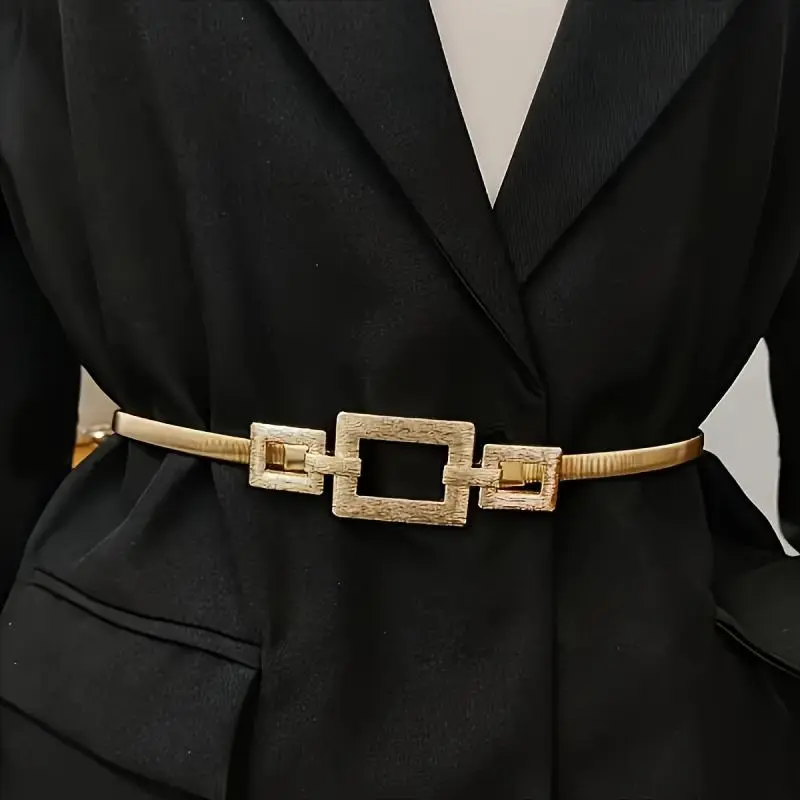 Women's Elastic Geometric Metallic Waist Belt