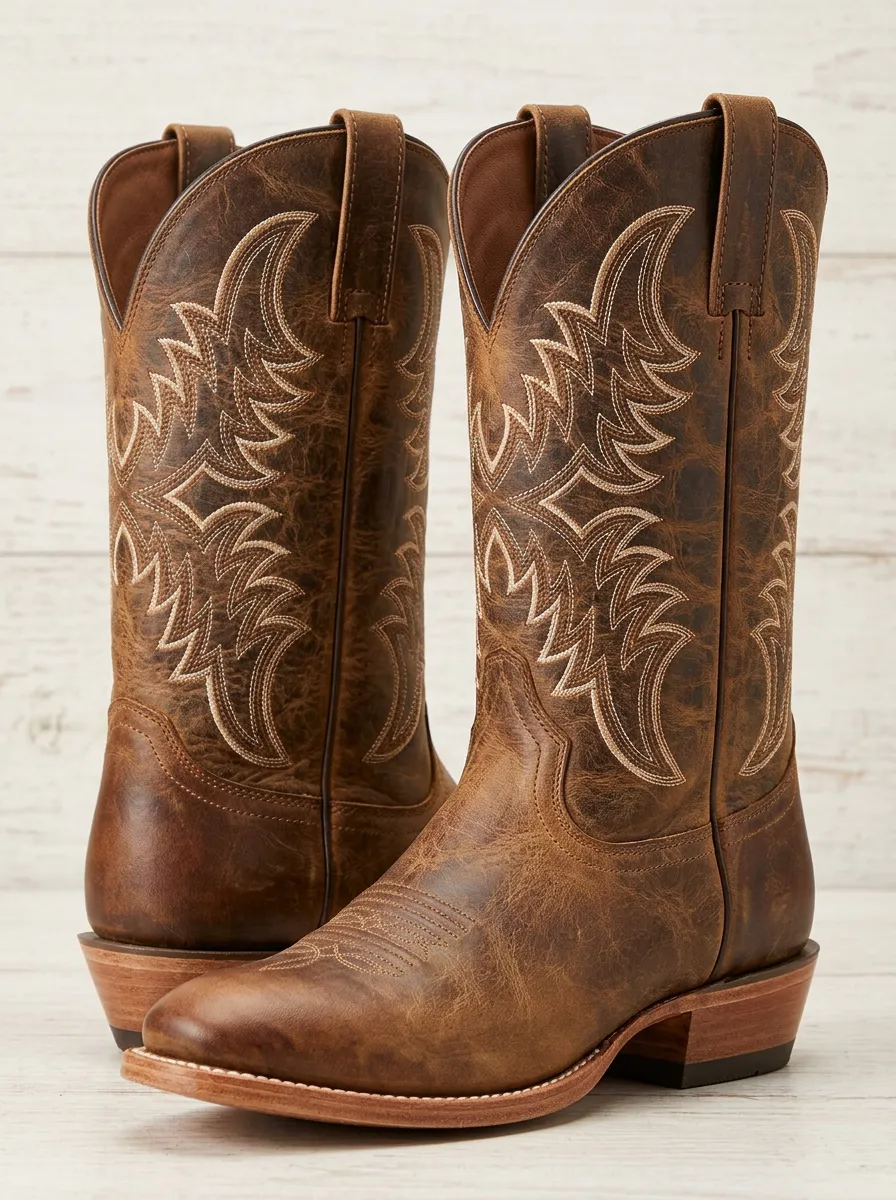 Timeless Embroidered Distressed Western-Style Western Boots