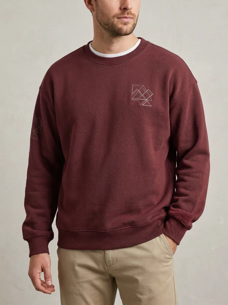 Men's Charcoal Minimalist Geometric Mountain Fleece Sweatshirt