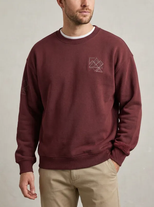 Men's Charcoal Minimalist Geometric Mountain Fleece Sweatshirt