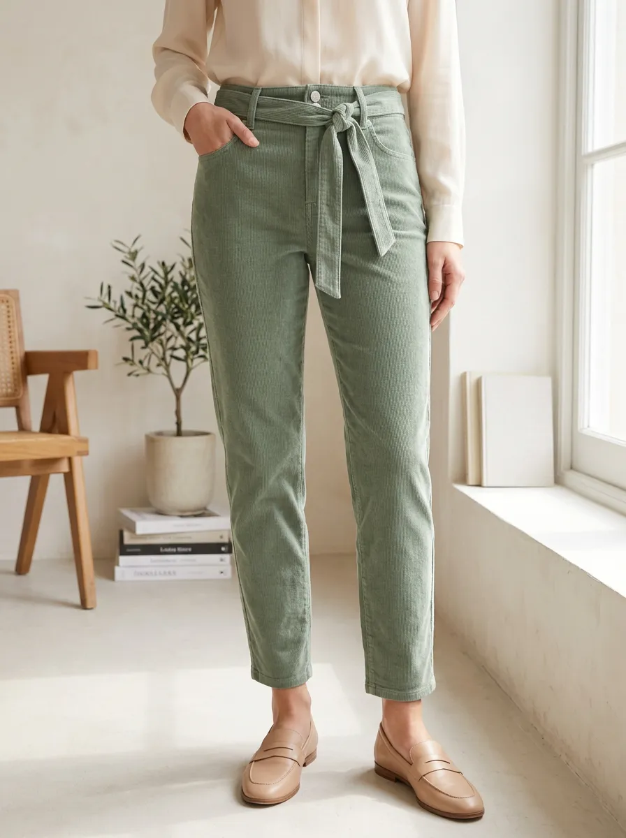 Women's Tapered High-Rise Corduroy Pants