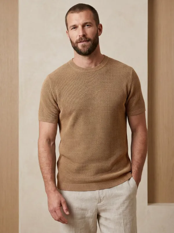 Men's Relaxed Soft Waffle Knit T-Shirt