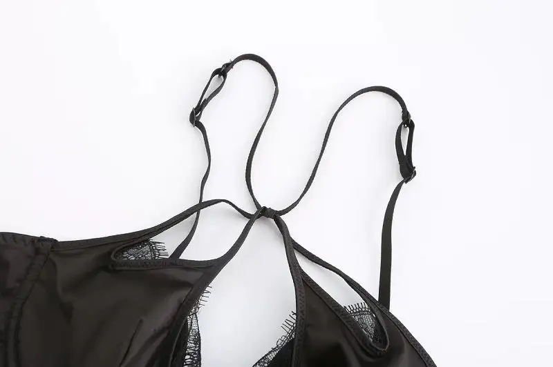 Satin Hollow Lace Bra And Panty Set
