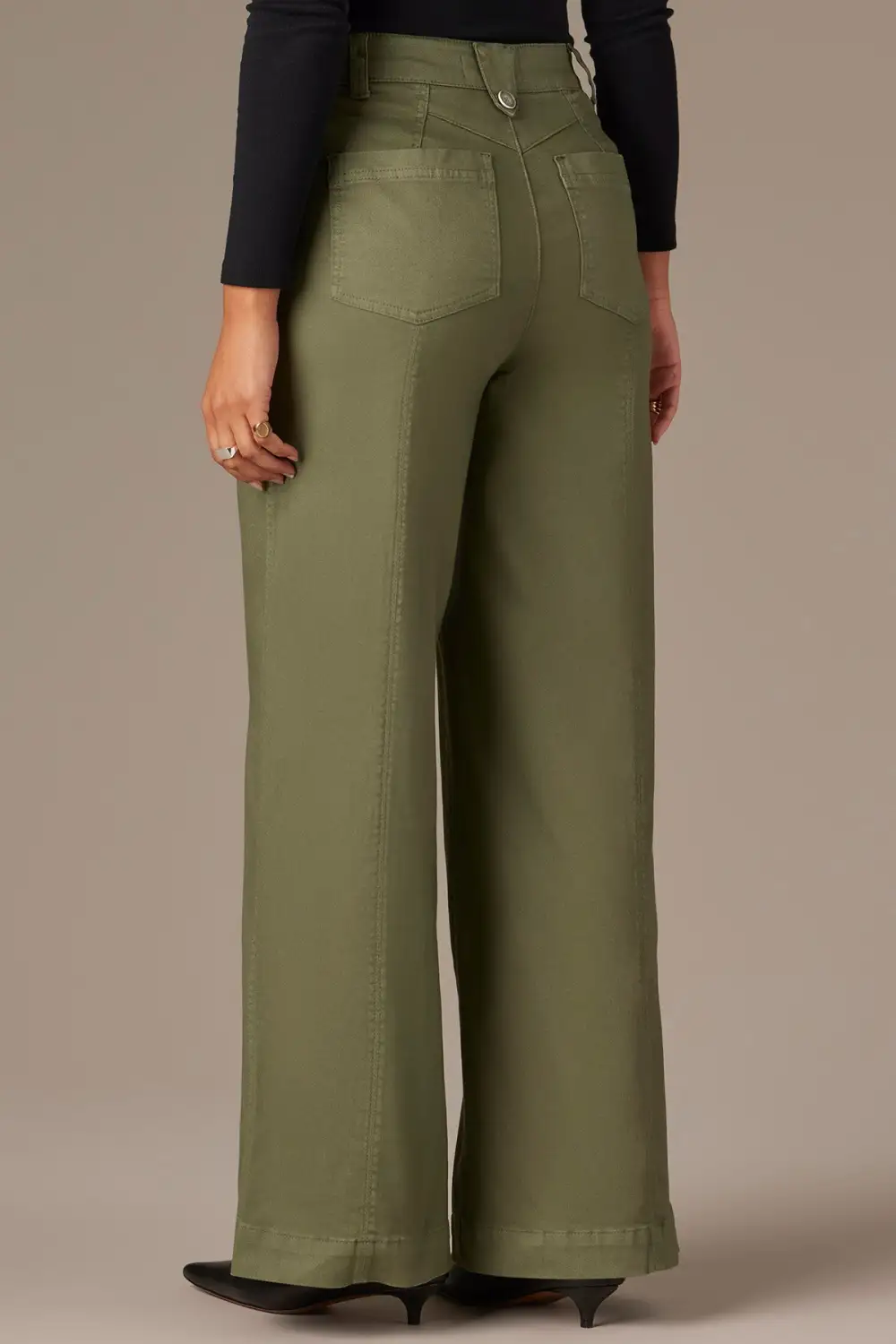 Button Fly Wide Leg Plus Size Pants