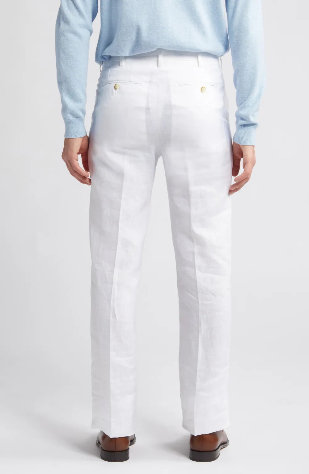 Linen Flat Front Regular Rise Traditional Fit Trousers