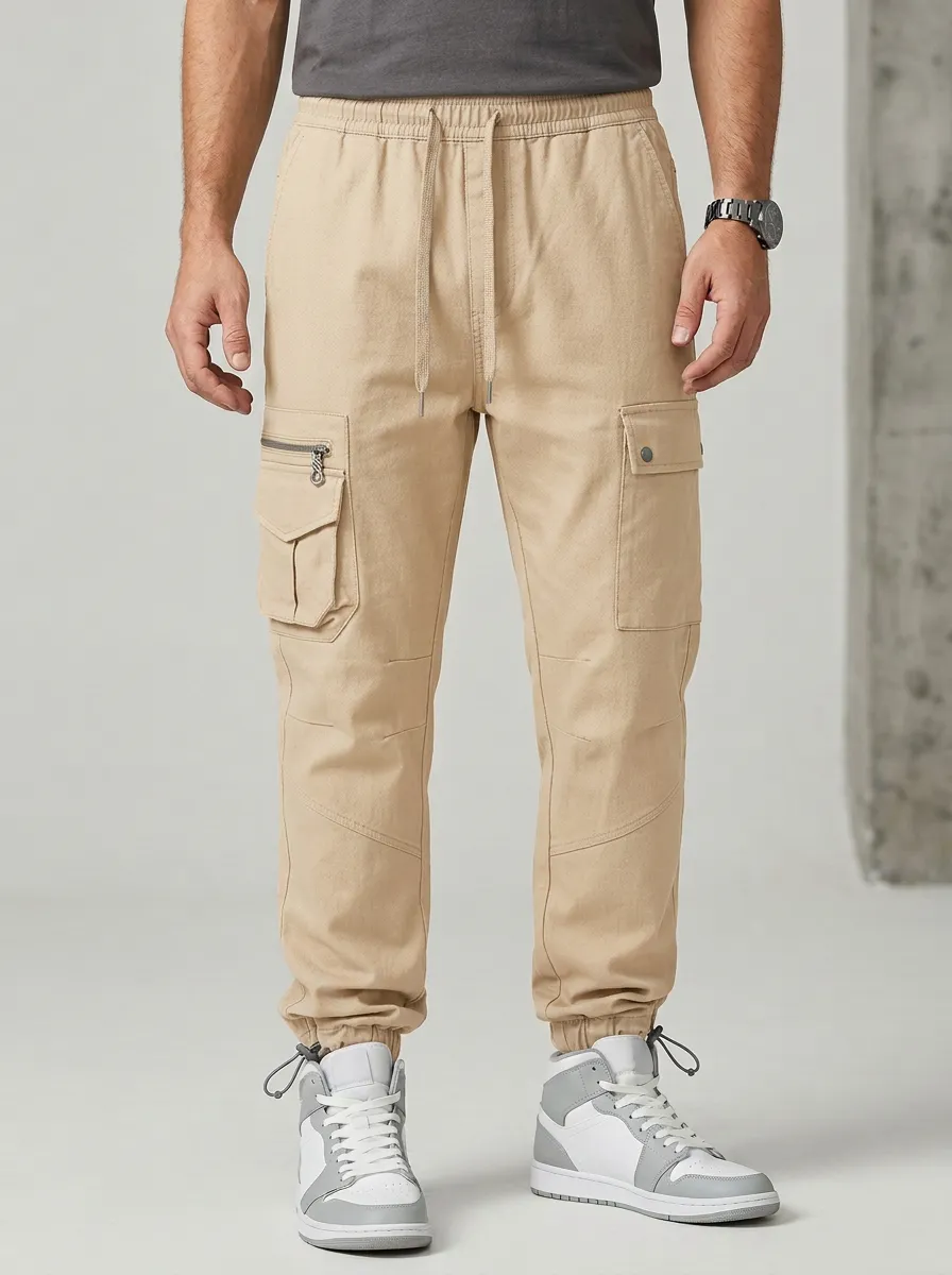 Easy-Wear Multi Pocket Graphic Print Modern Look Men's Cargo Jogger Pants