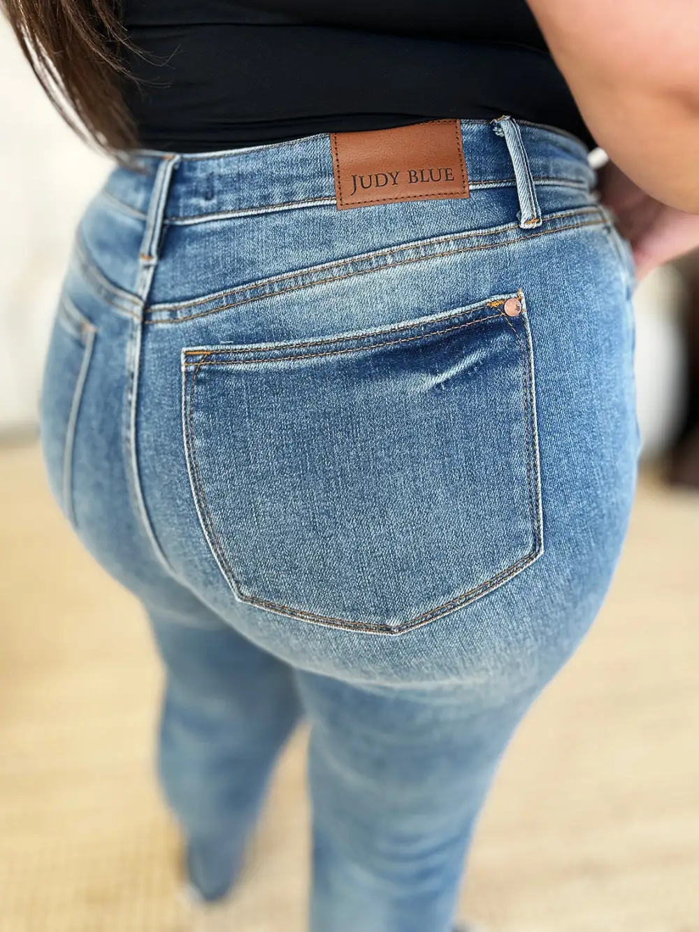 Mid Rise Rigid Magic Release Hem Denim Jeans