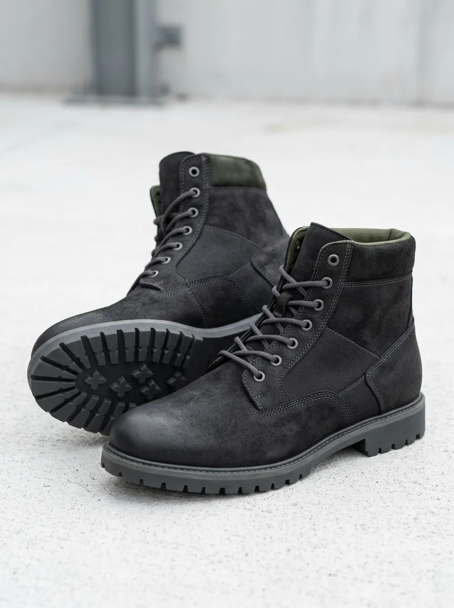 Unisex Suede Tactical Style Lace-Up Work Boots
