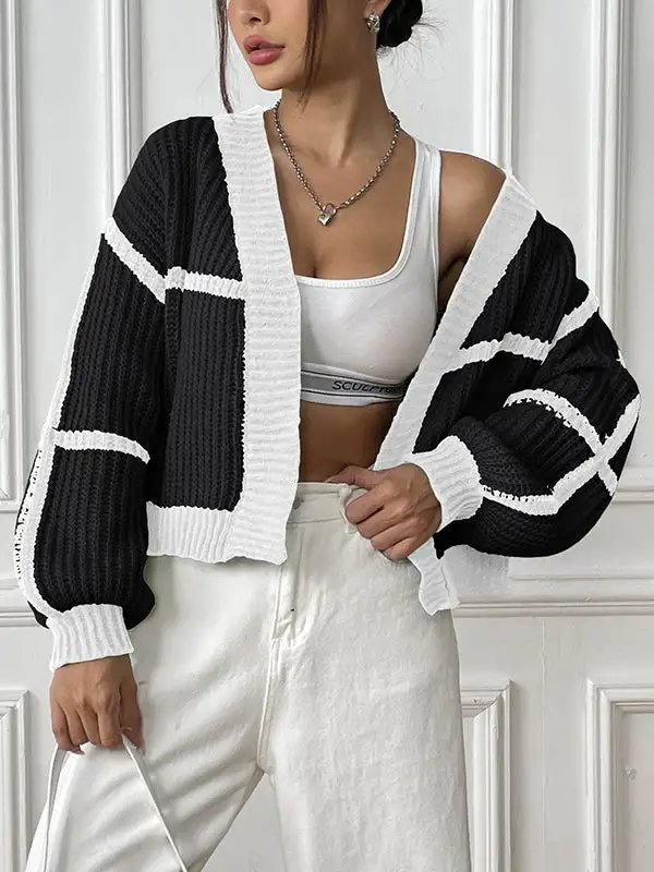 Women's Colorblock Long-Sleeve Relaxed Cardigan