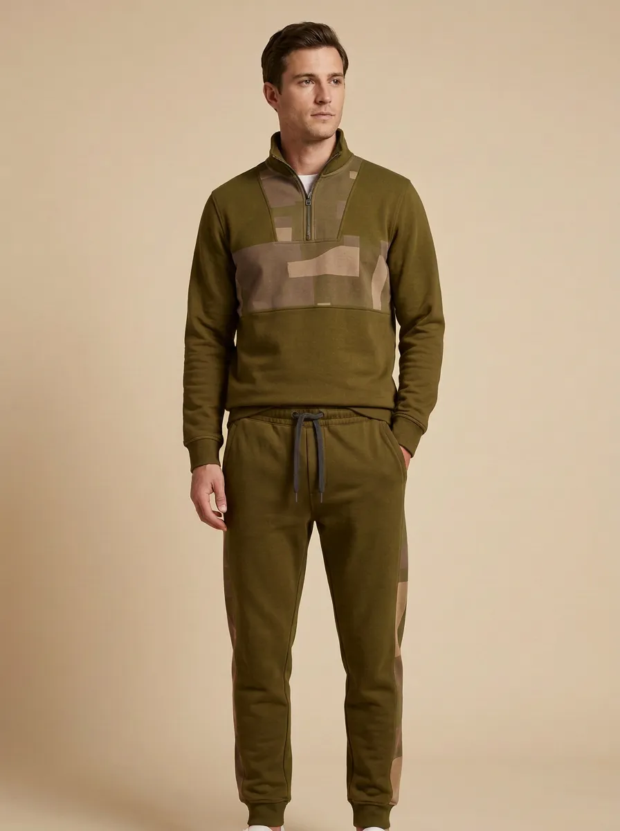 Men's Casual Geometric Camo Print Jogger Set