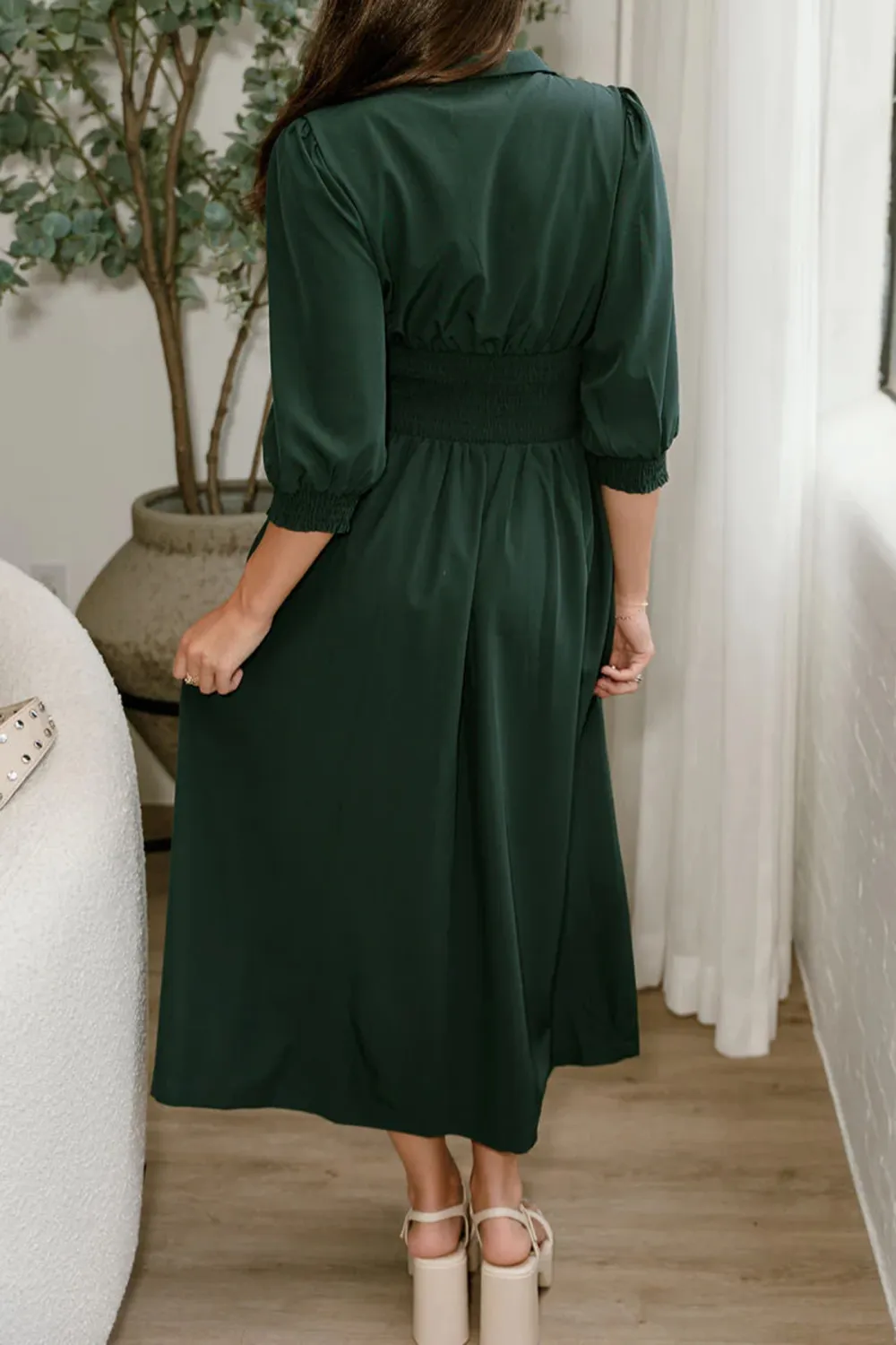 Smocked Waist Midi Dress