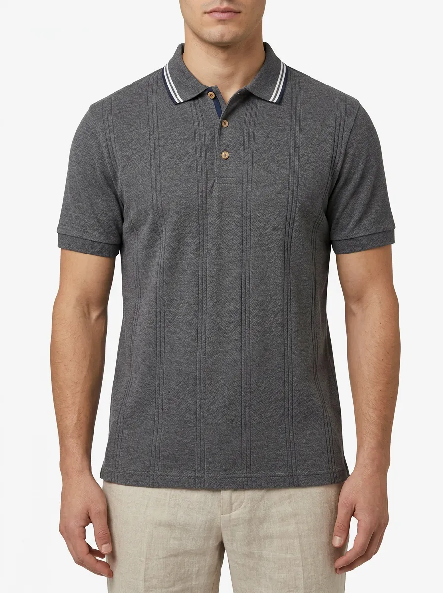 Men's Modern Smart Casual Vertical Stripe Polo Shirt
