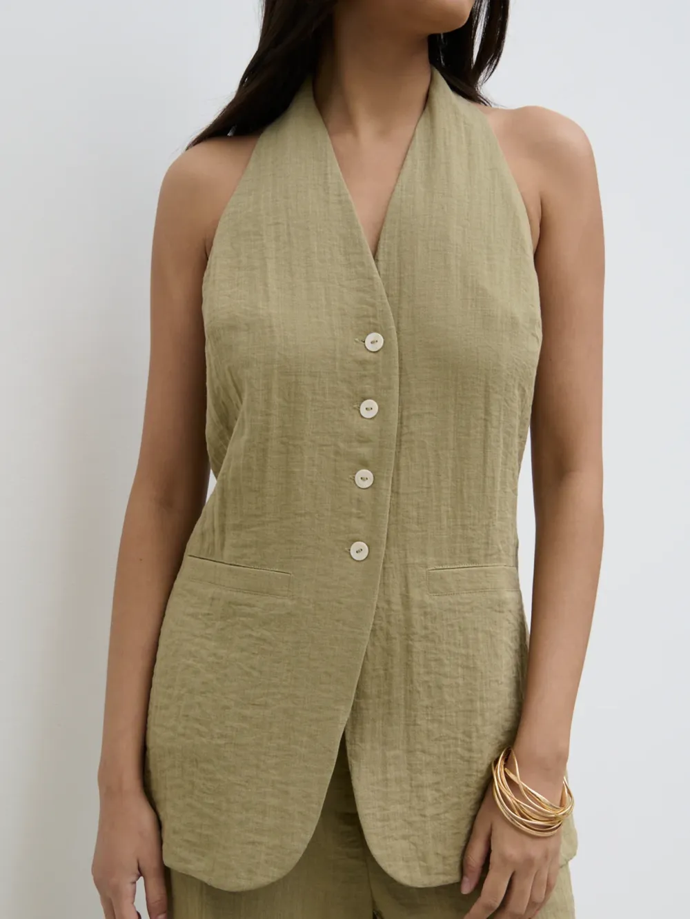 Sleeveless Halterneck Waistcoat