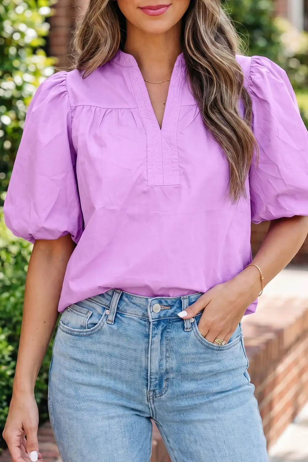 Women's V Neck Half Sleeve Top