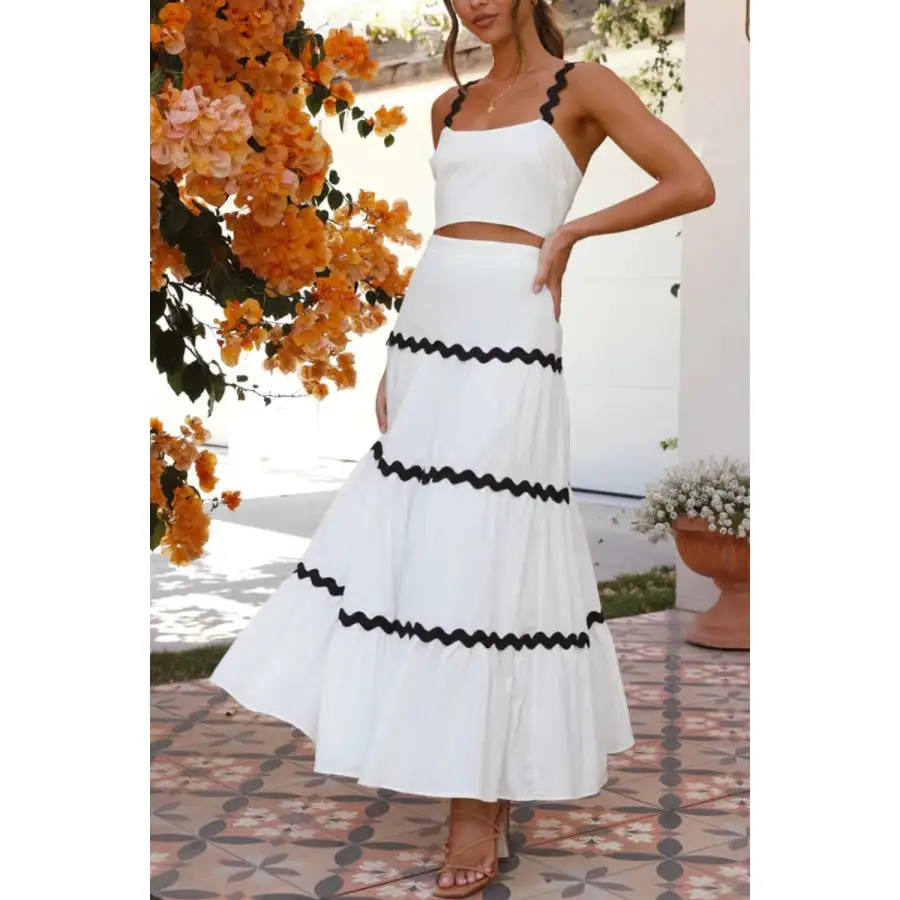 Contrast Trim Cami and Skirt Set