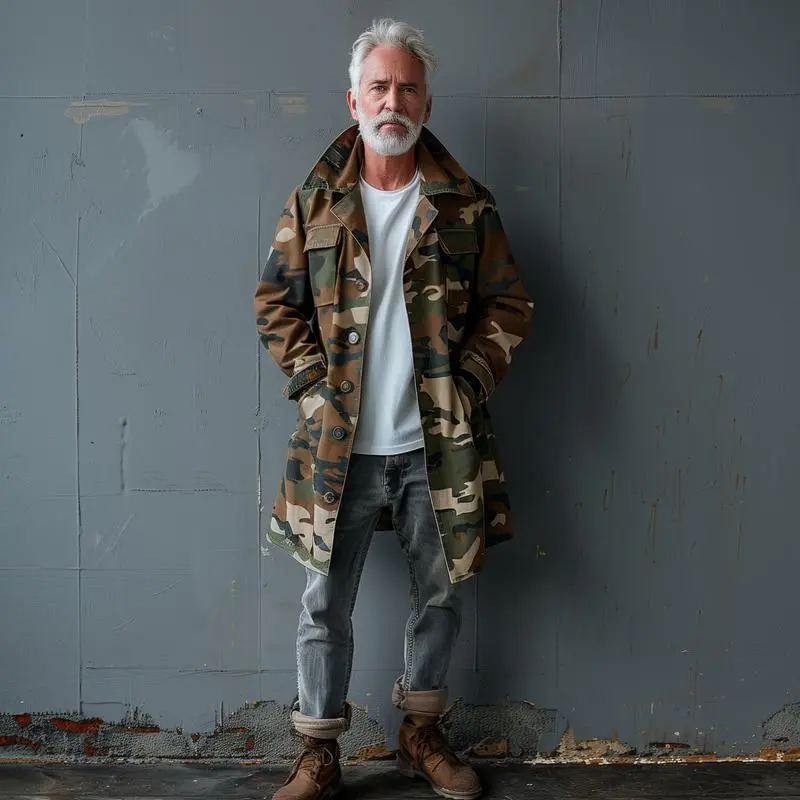 Tailored Wool Camo Coat