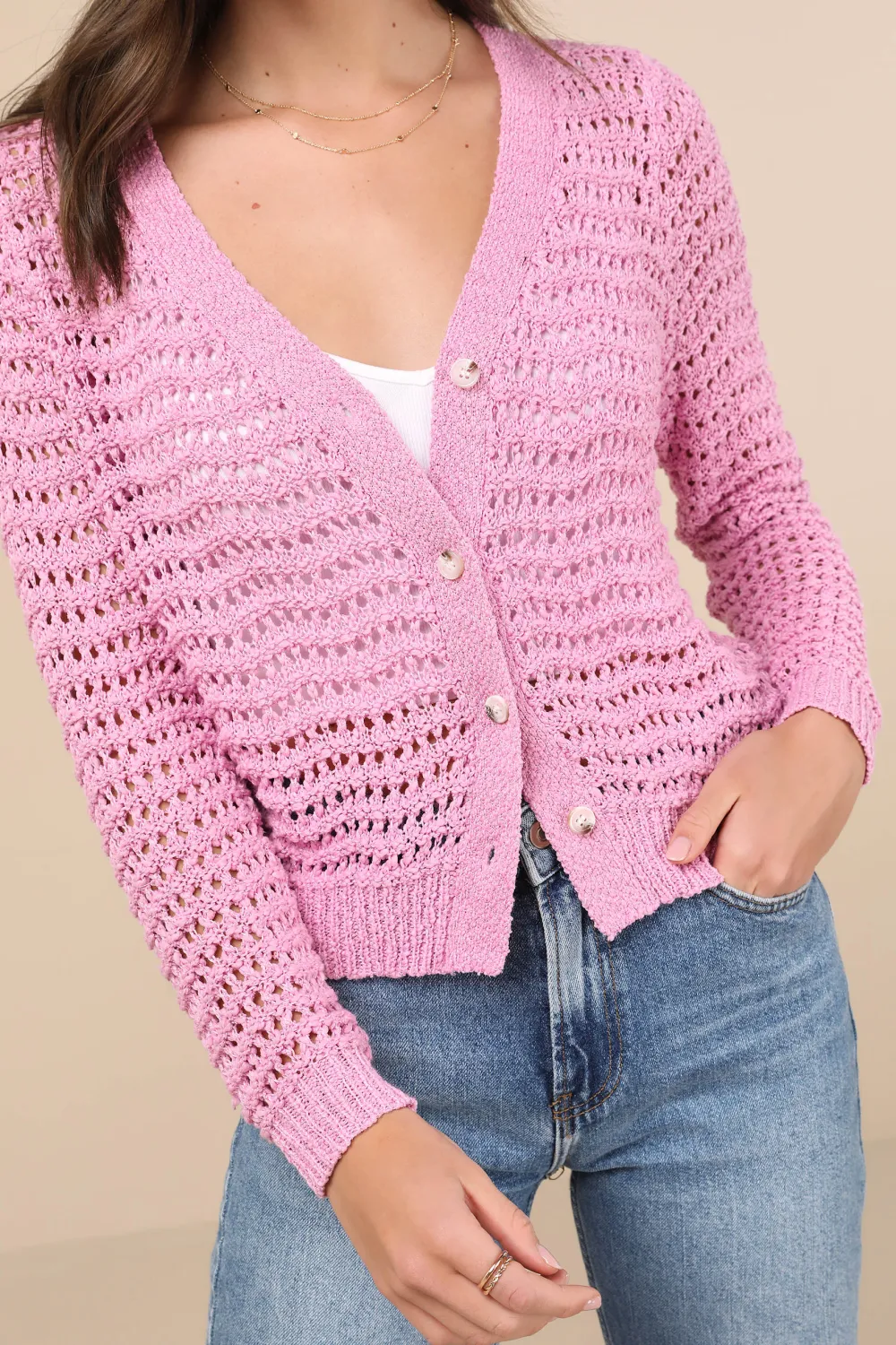 Loose Knit Button-Up Cardigan Sweater