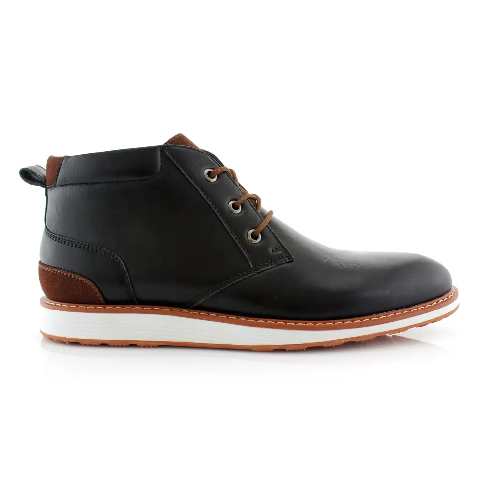 Faux-Leather Two-Tone Lace-Up Chukka Boots