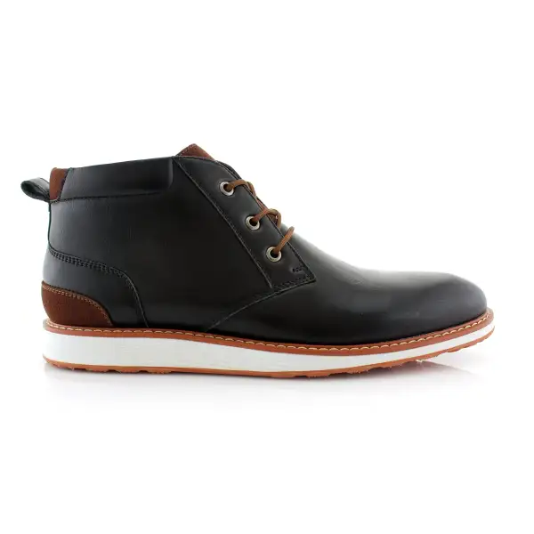 Faux-Leather Two-Tone Lace-Up Chukka Boots