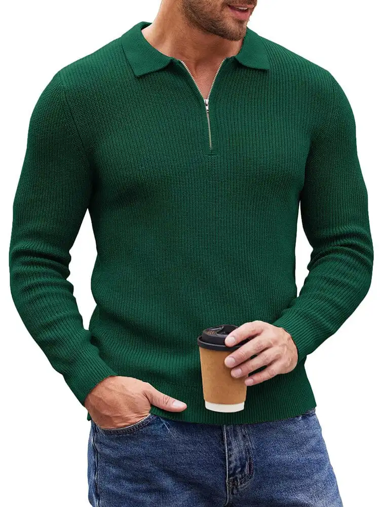Classic Quarter Zip Knit Polo Sweater