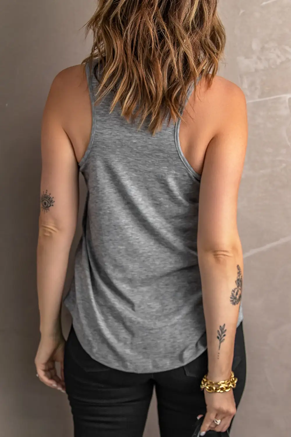 V Neck Racerback Tank Top Pocket