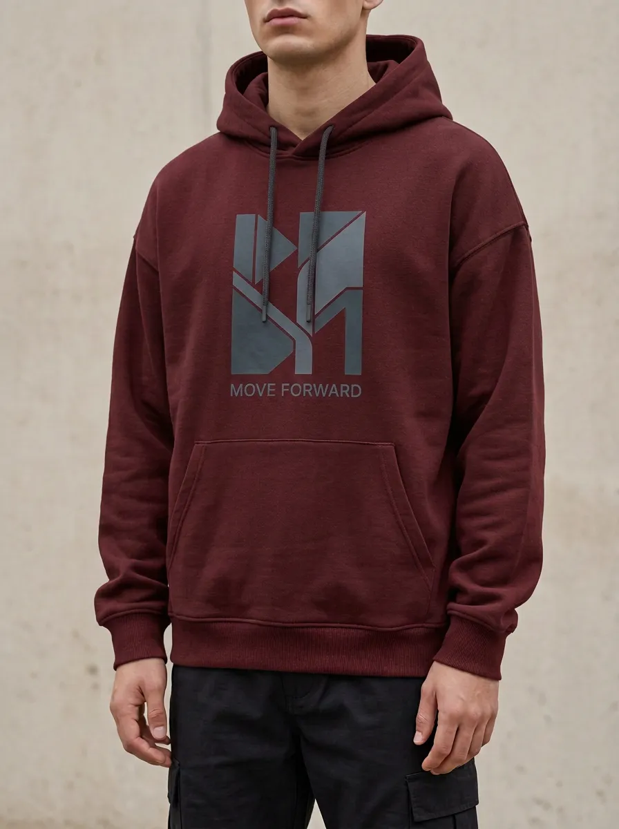 Men's Geometric Graphic Relaxed Shoulder Hoodie