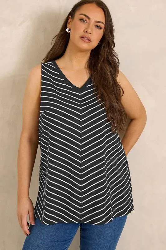 ESSENTIAL Curve 2 Pack Blue & Black Cotton Vest Tops