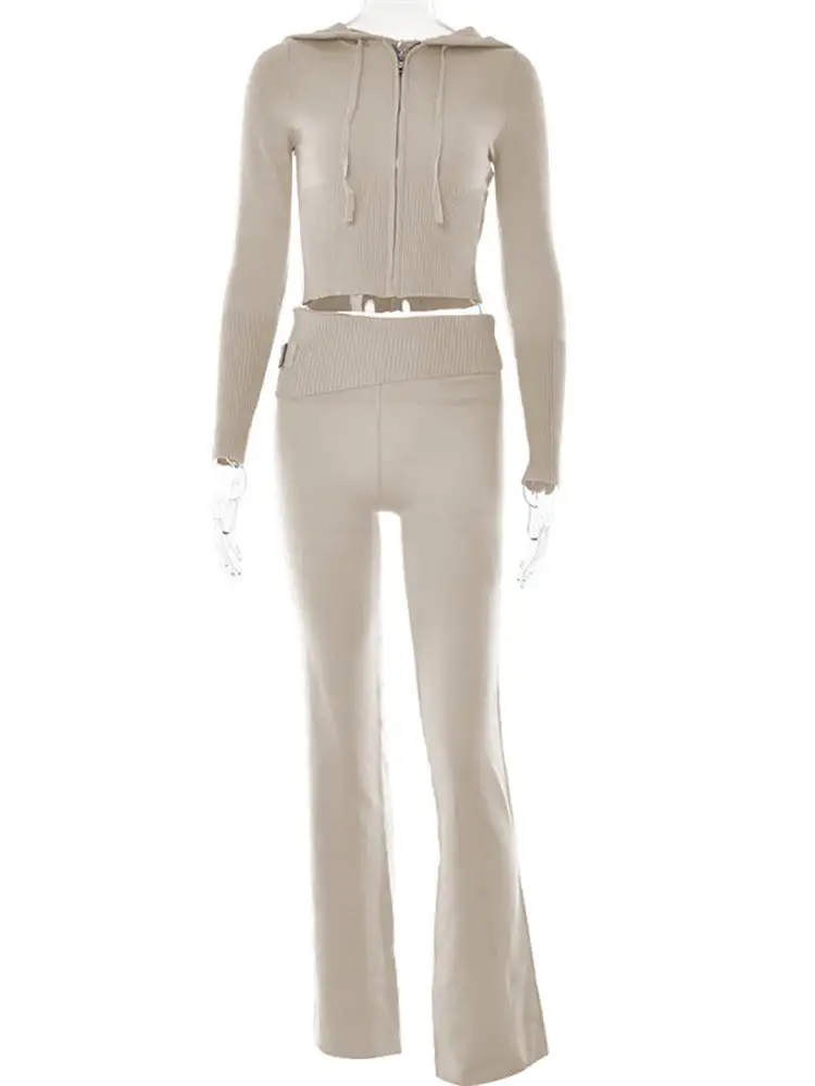Sporty Zipper-Front Hooded High-Waist Jumpsuit