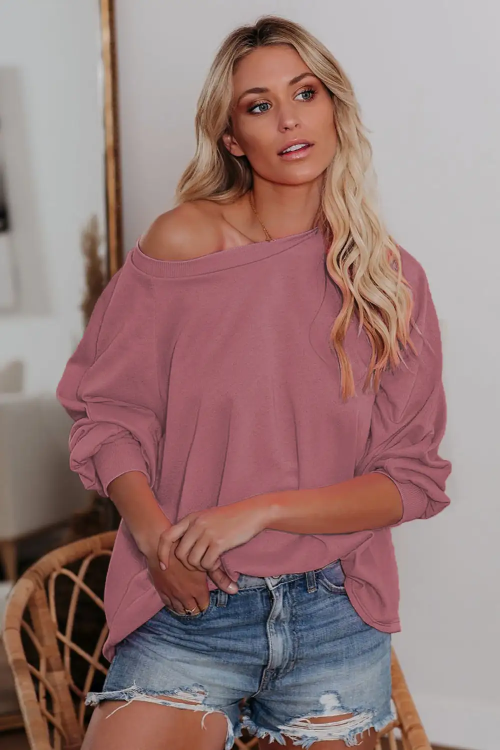 Plain Relaxed Fit Crew Neck Sweatshirt