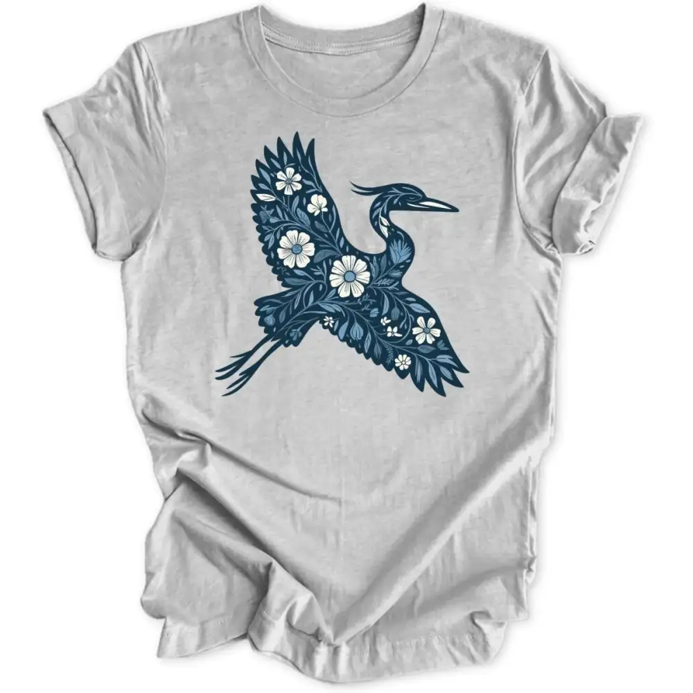 Floral Heron Unisex T-Shirt