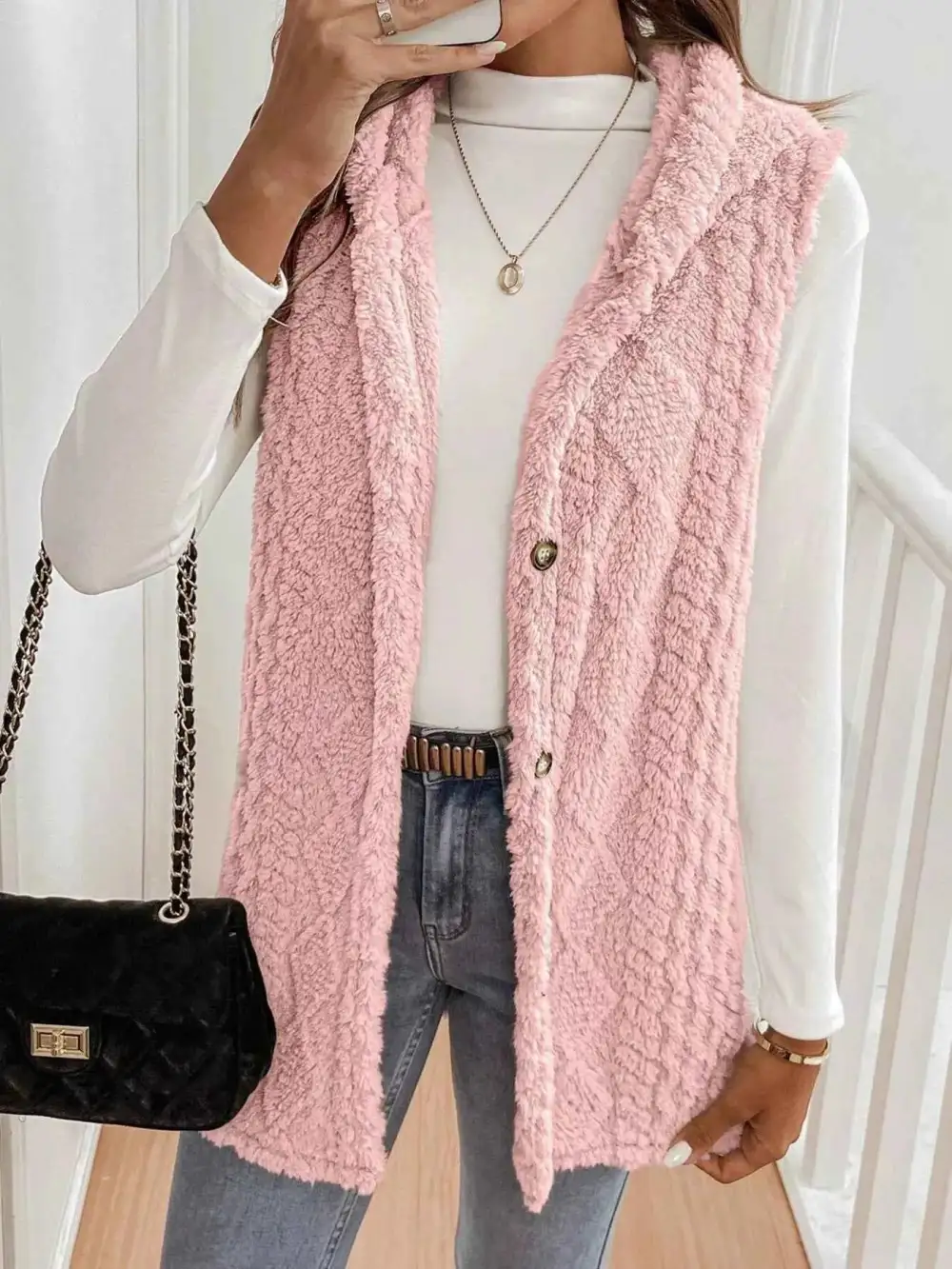 Cozy Sherpa Fleece Hooded Vest Coat