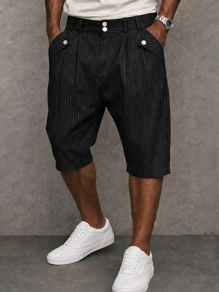 Modern Commuter Button Accent Suit Shorts