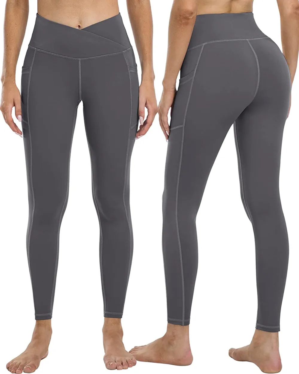 YOUNGCHARM 4 Pack Leggings with Pockets for Women,High Waist Tummy Control Workout Yoga Pants