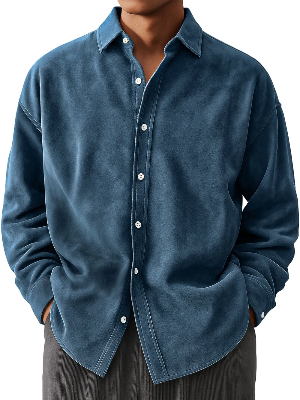 Suede Feel Long Sleeve Shirt