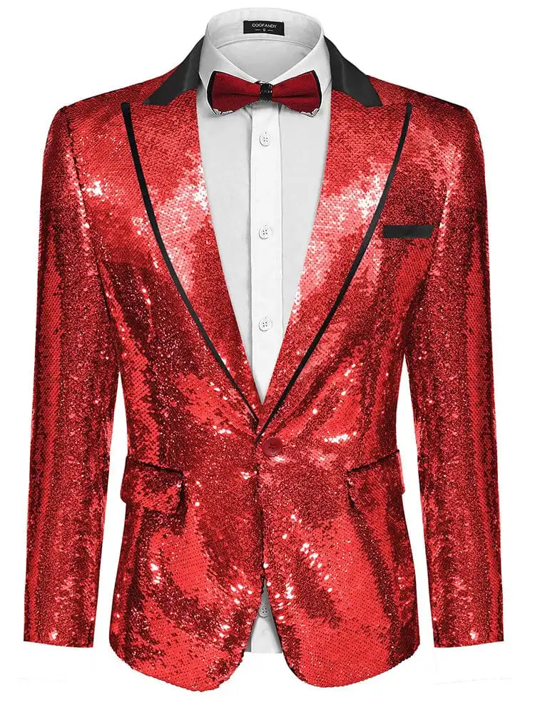 S Shiny Sequins Suit Jacket Coat