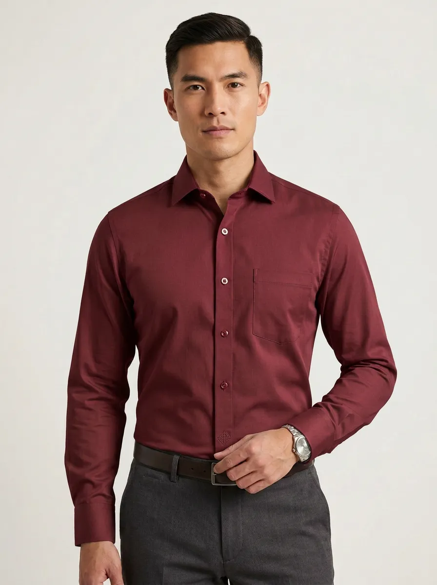 Men's Harbor Non-Iron Cotton Compass Printed Accent Shirt