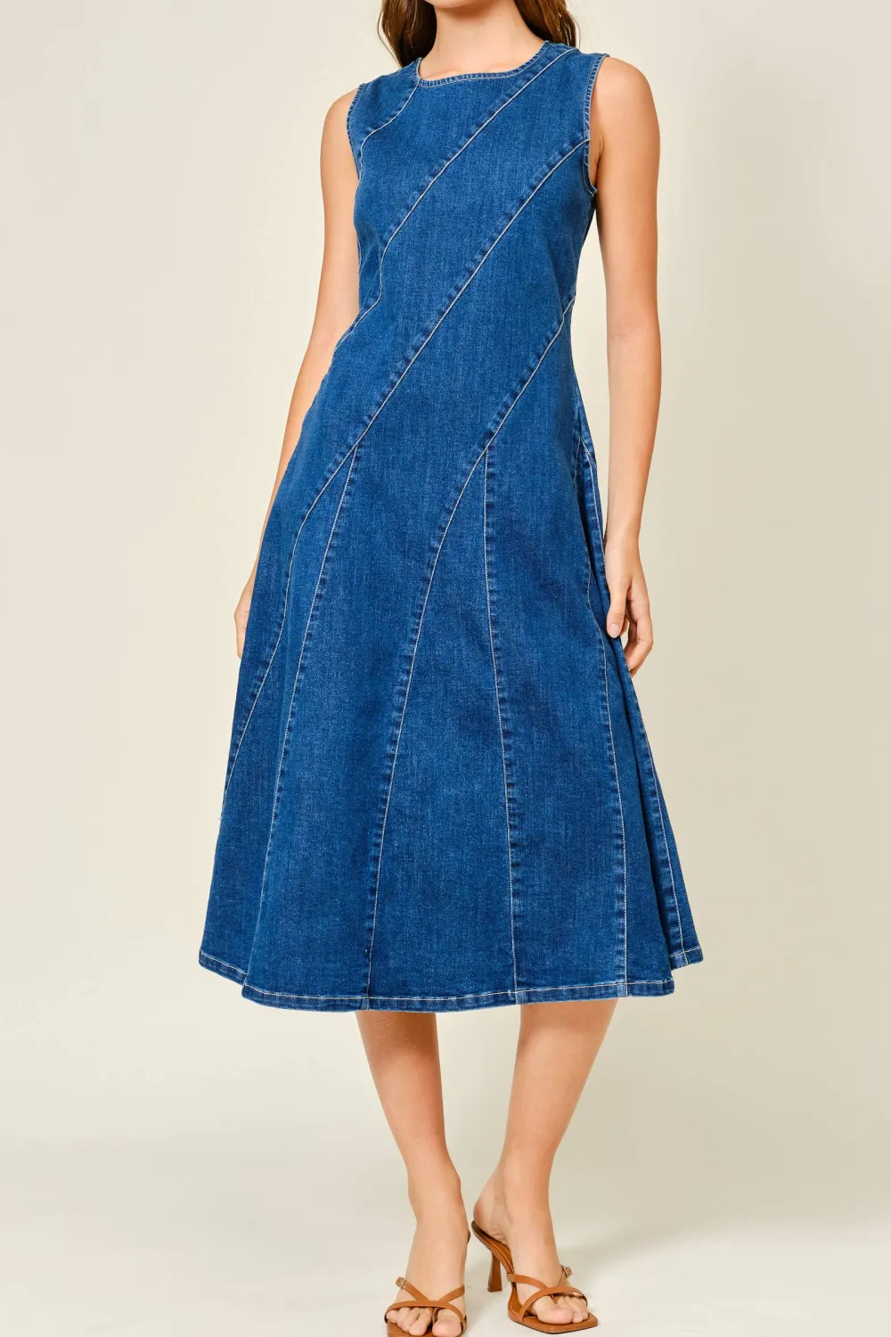 Panelled Mermaid Denim Dress