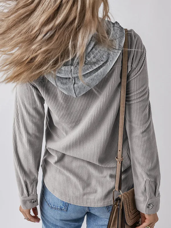 Buttoned Lapel Knit Pocketed Knit Jacket