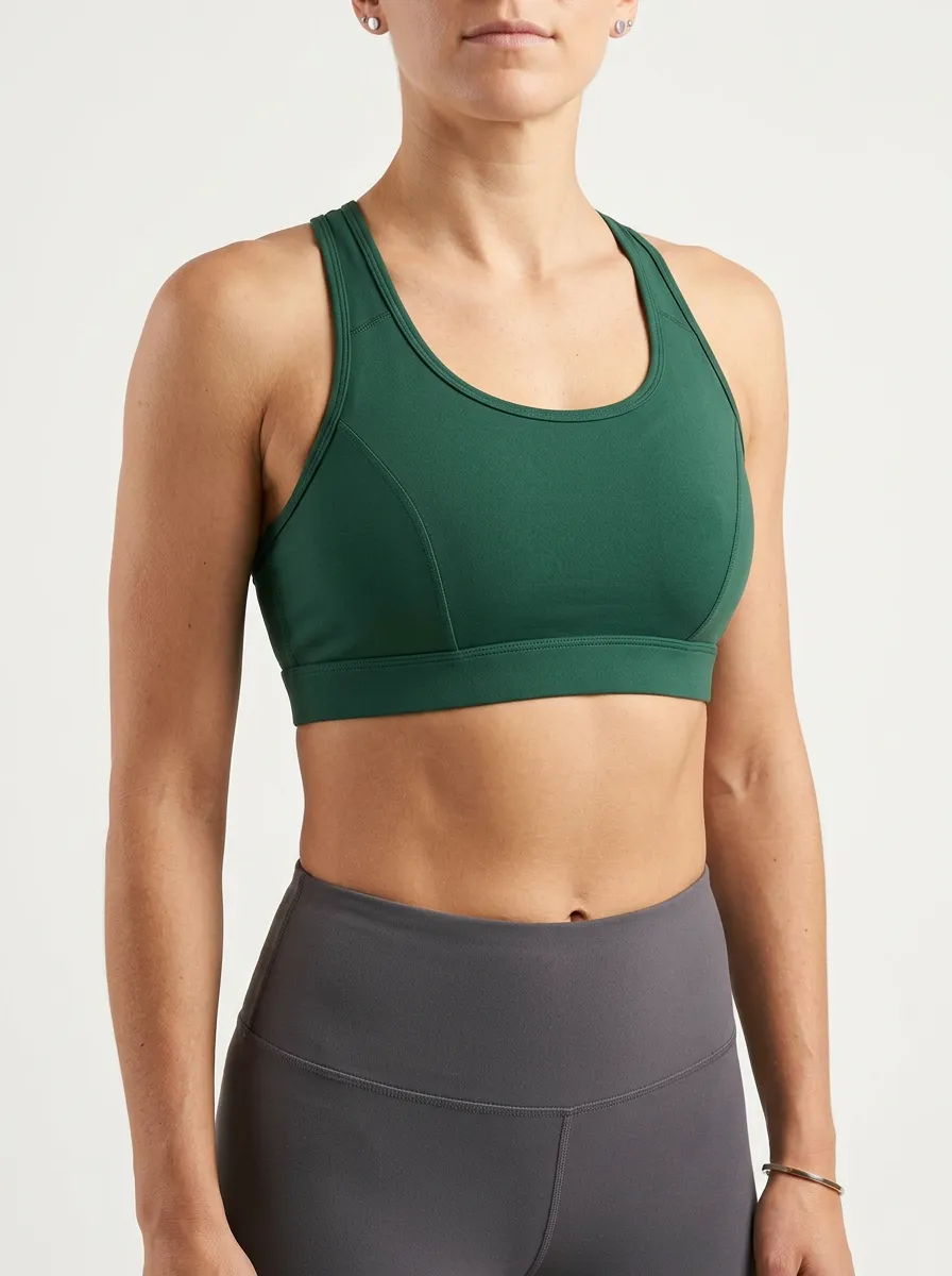 Women's Scoop Neck Racerback Zip Front Sports Bra