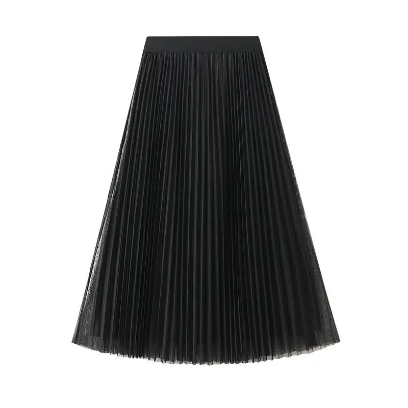 Refined Reversible High Waist Mesh Pleated Skirt