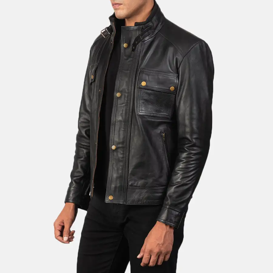Men's Rugged Classic Biker Leather Jacket
