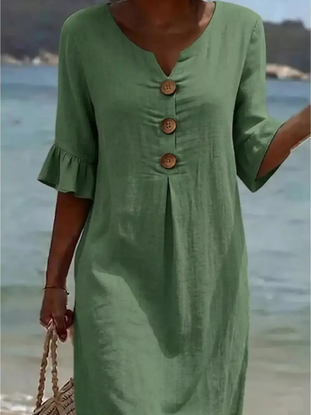 Button Dress Casual