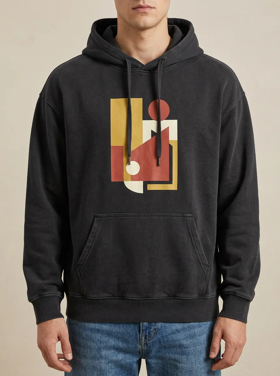 Men's Streamlined Abstract Geometric Art Print Hoodie