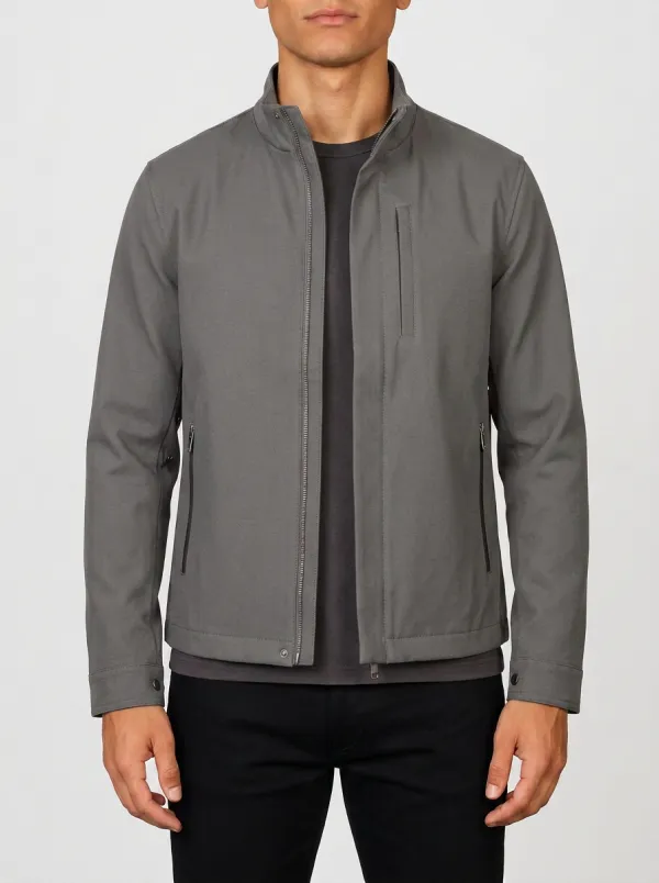 Men's Casual Minimalist Dark Green Zip-up Jacket